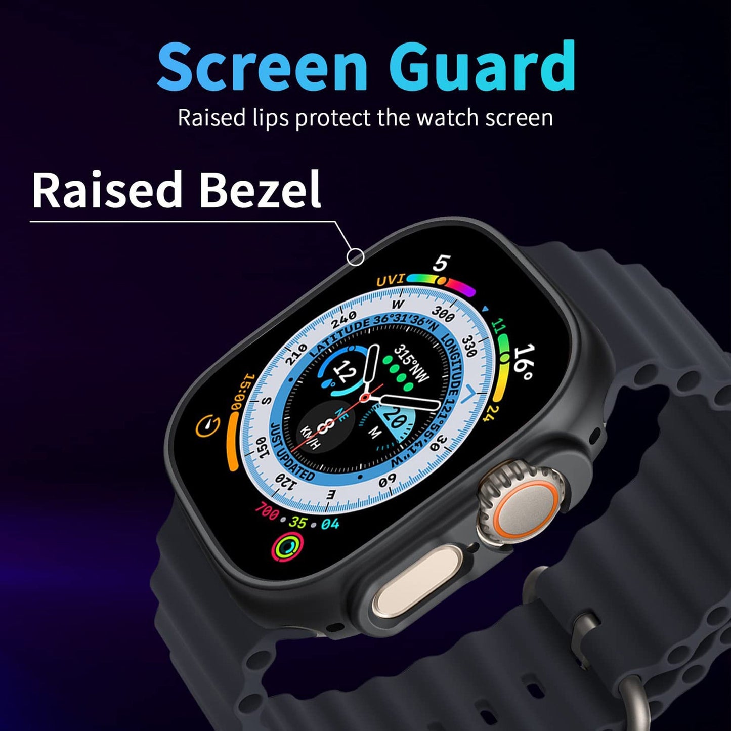 MEZON Premium Black Hard PC Protective Case for Apple Watch Ultra 3 (49mm) – Wireless Charging Compatible