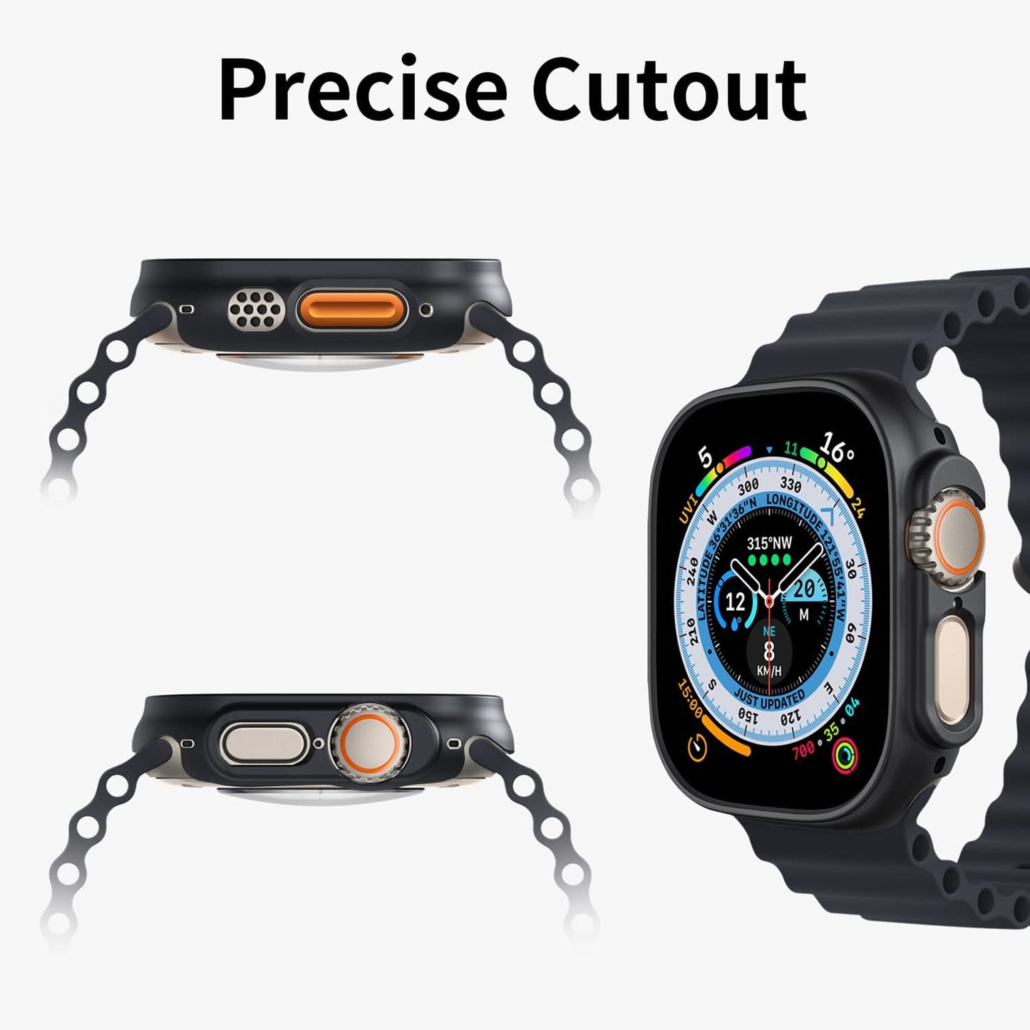 MEZON Premium Black Hard PC Protective Case for Apple Watch Ultra 3 (49mm) – Wireless Charging Compatible