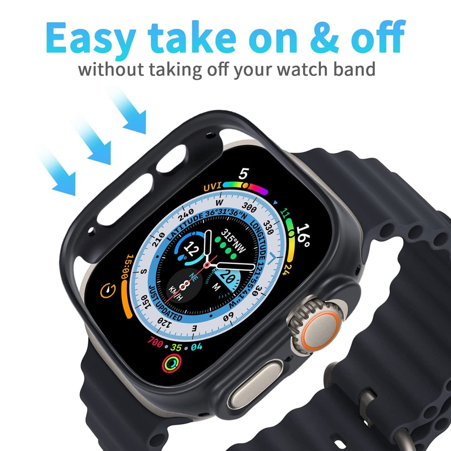 MEZON Premium Black Hard PC Protective Case for Apple Watch Ultra 3 (49mm) – Wireless Charging Compatible