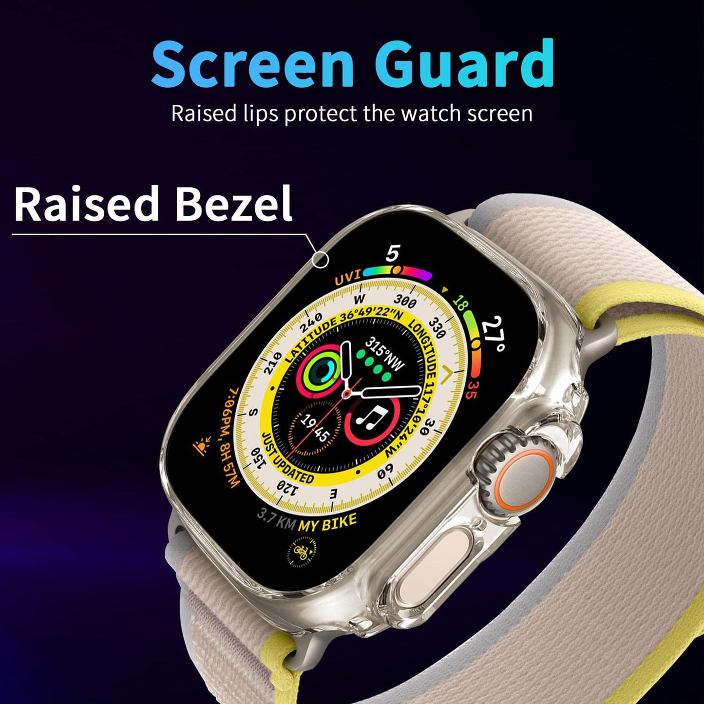 MEZON Premium Crystal Clear Hard PC Protective Case for Apple Watch Ultra 3 (49mm) – Wireless Charging Compatible