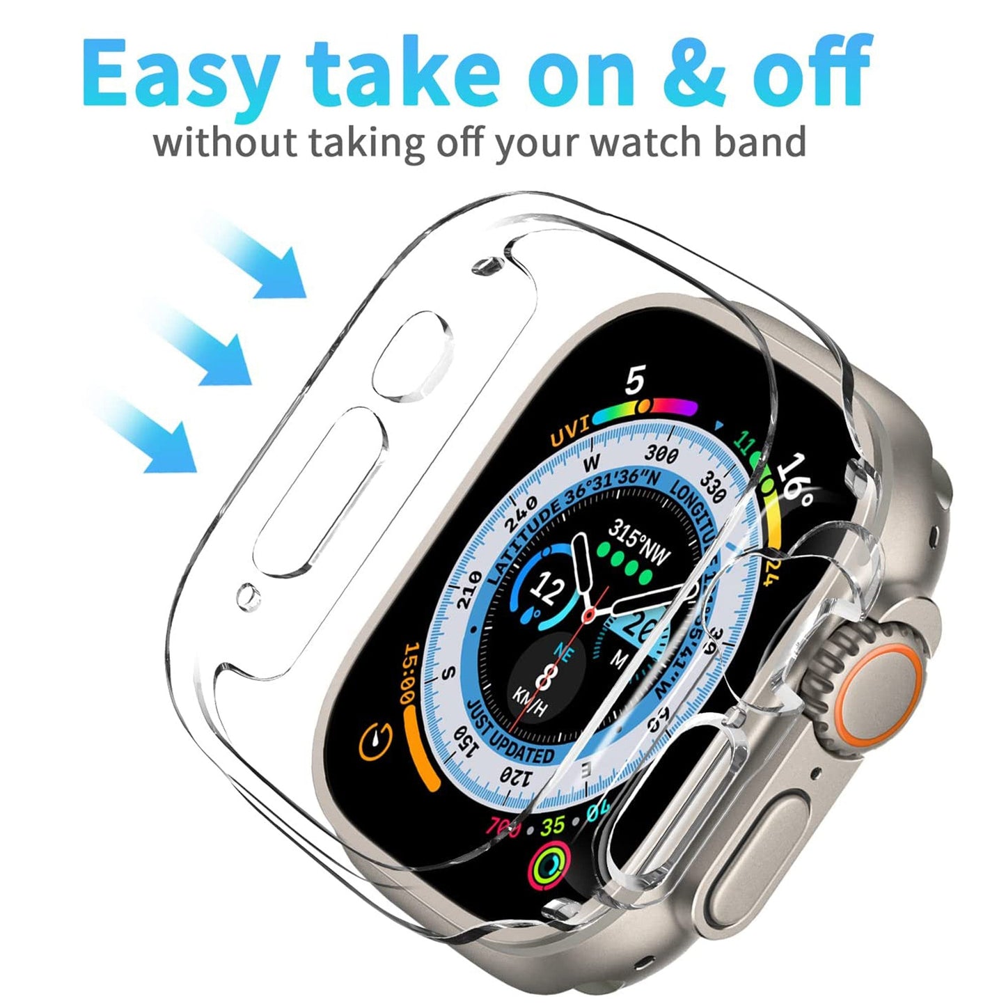 MEZON Premium Crystal Clear Hard PC Protective Case for Apple Watch Ultra 3 (49mm) – Wireless Charging Compatible