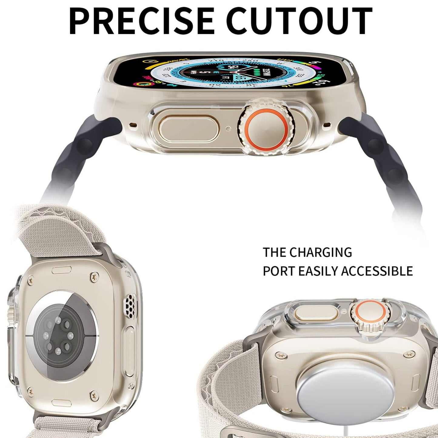 MEZON Premium Crystal Clear Hard PC Protective Case for Apple Watch Ultra 3 (49mm) – Wireless Charging Compatible