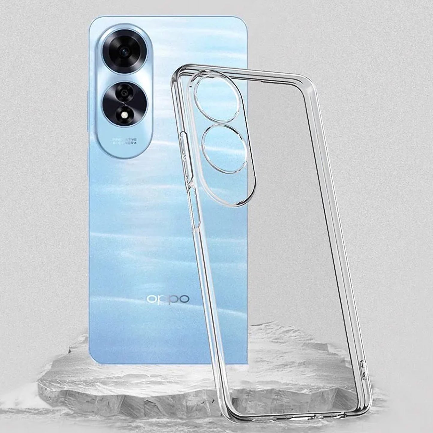 MEZON OPPO A60 4G Ultra Slim Crystal Clear Premium TPU Gel Back Case – Shock Absorption, Wireless Charging Compatible