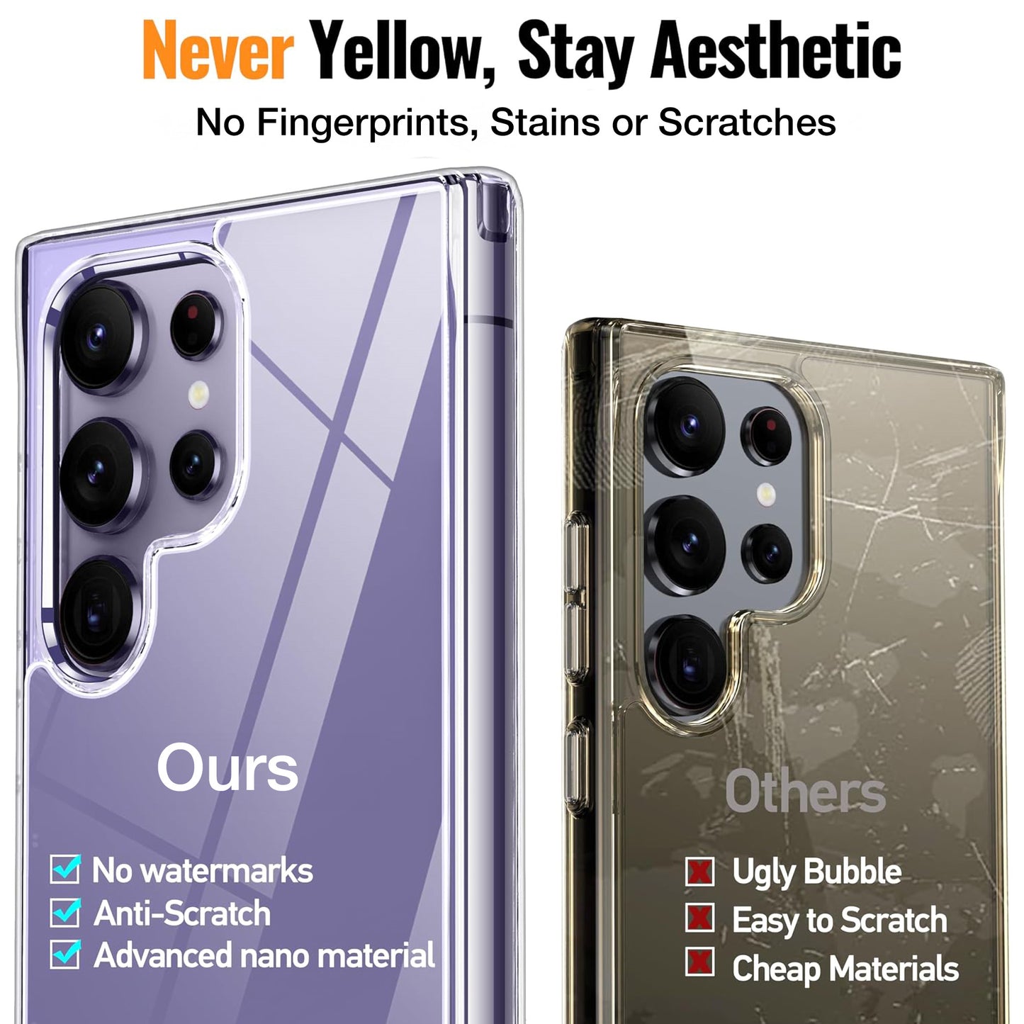 MEZON Samsung Galaxy S25 Ultra (6.9") Premium Slim Crystal Clear TPU Gel Back Case – Wireless Charging Compatible