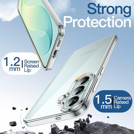MEZON Samsung Galaxy S26 FE (6.7") Premium Slim Crystal Clear TPU Gel Back Case – Wireless Charging Compatible