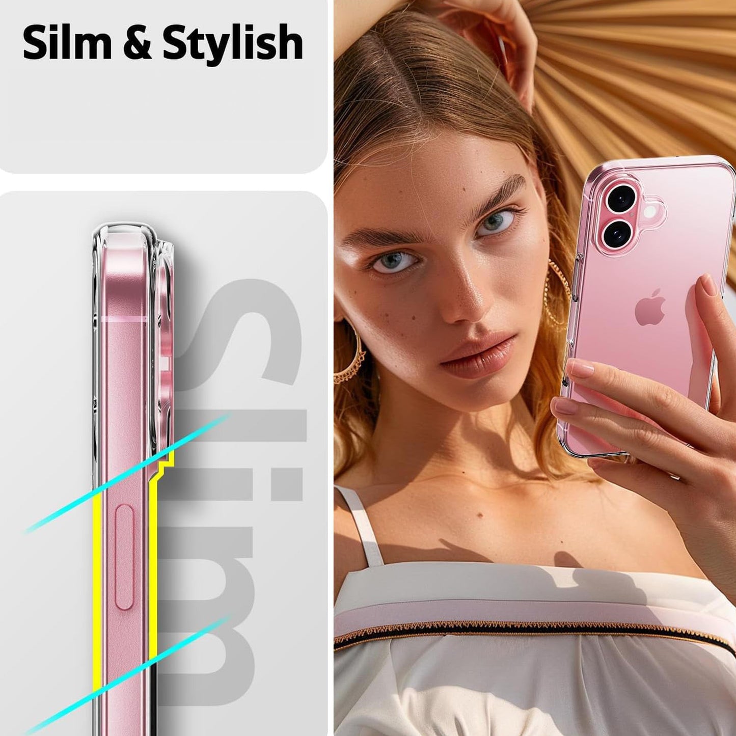 MEZON Crystal Clear Case for Apple iPhone 16 (6.1") Ultra Slim Premium TPU Gel – Magsafe Wireless Charging Compatible