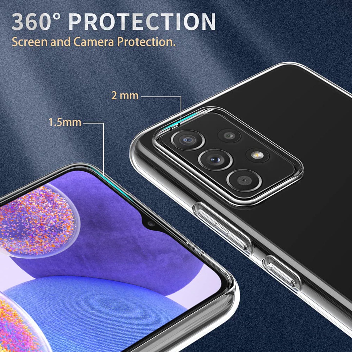 MEZON Galaxy A23 Ultra Slim Crystal Clear Premium TPU Gel Back Case – Shock Absorption, Wireless Charging Compatible