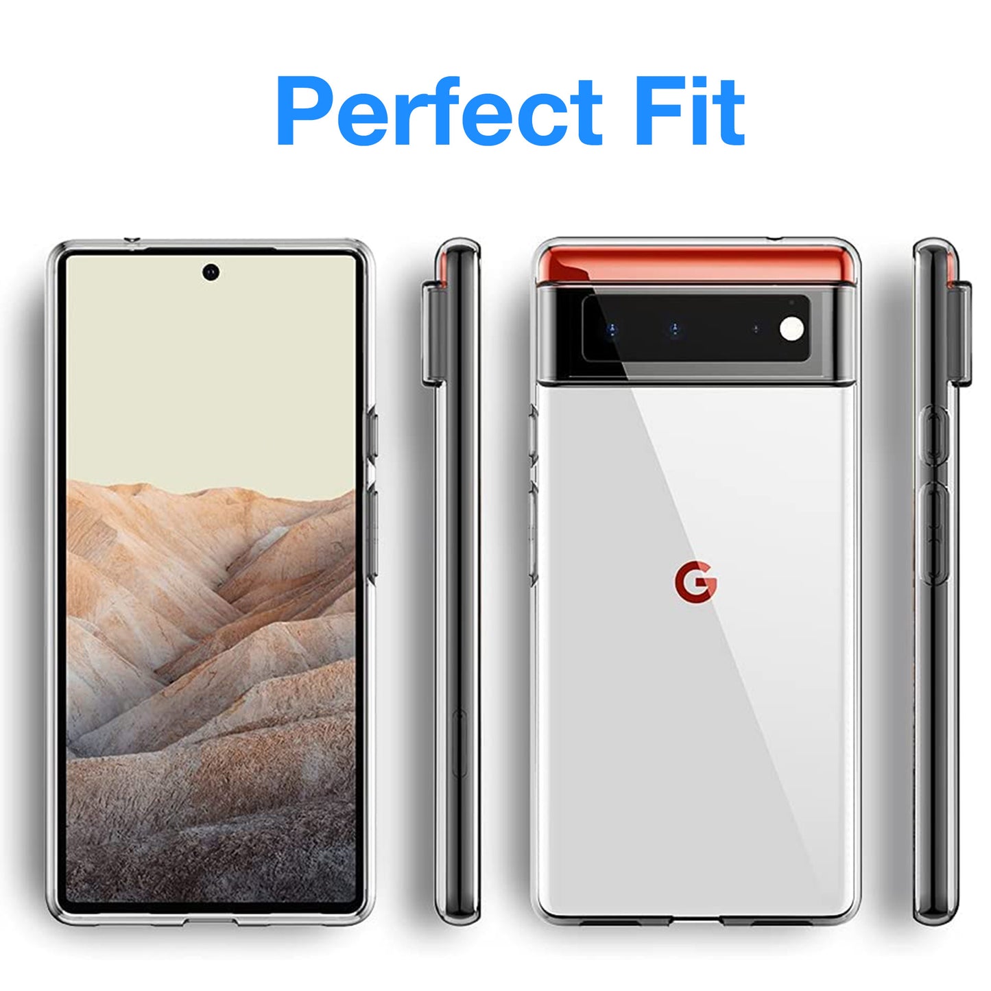 MEZON Google Pixel 6 (6.4") Ultra Slim Premium Crystal Clear TPU Gel Back Case – Wireless Charging Compatible