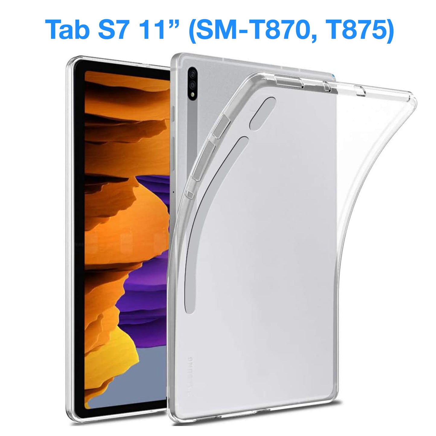 MEZON Samsung Galaxy Tab S7 11" Ultra-Thin Transparent Clear TPU Gel Case (SM-T870, T875)