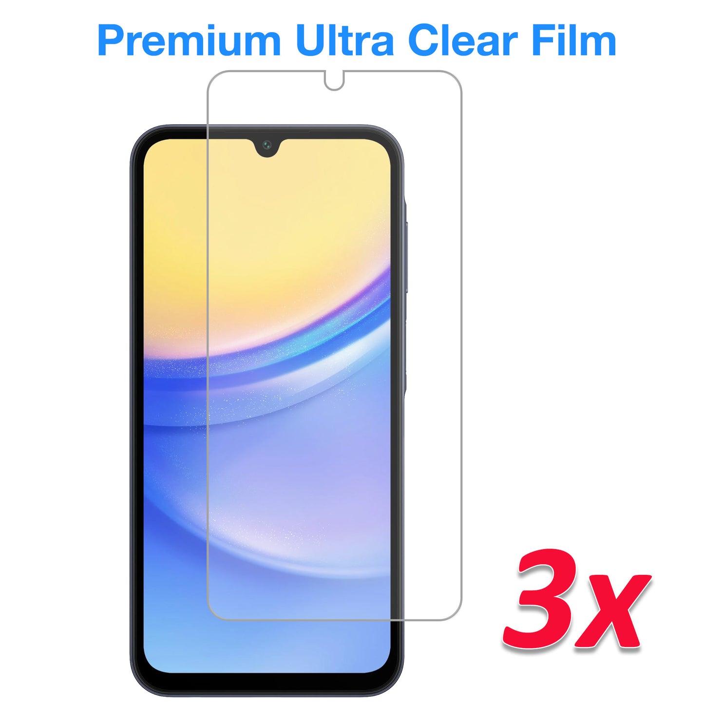 [3 Pack] MEZON Samsung Galaxy A15 5G Ultra Clear Screen Protector Case Friendly Film (Galaxy A15 5G, Clear)