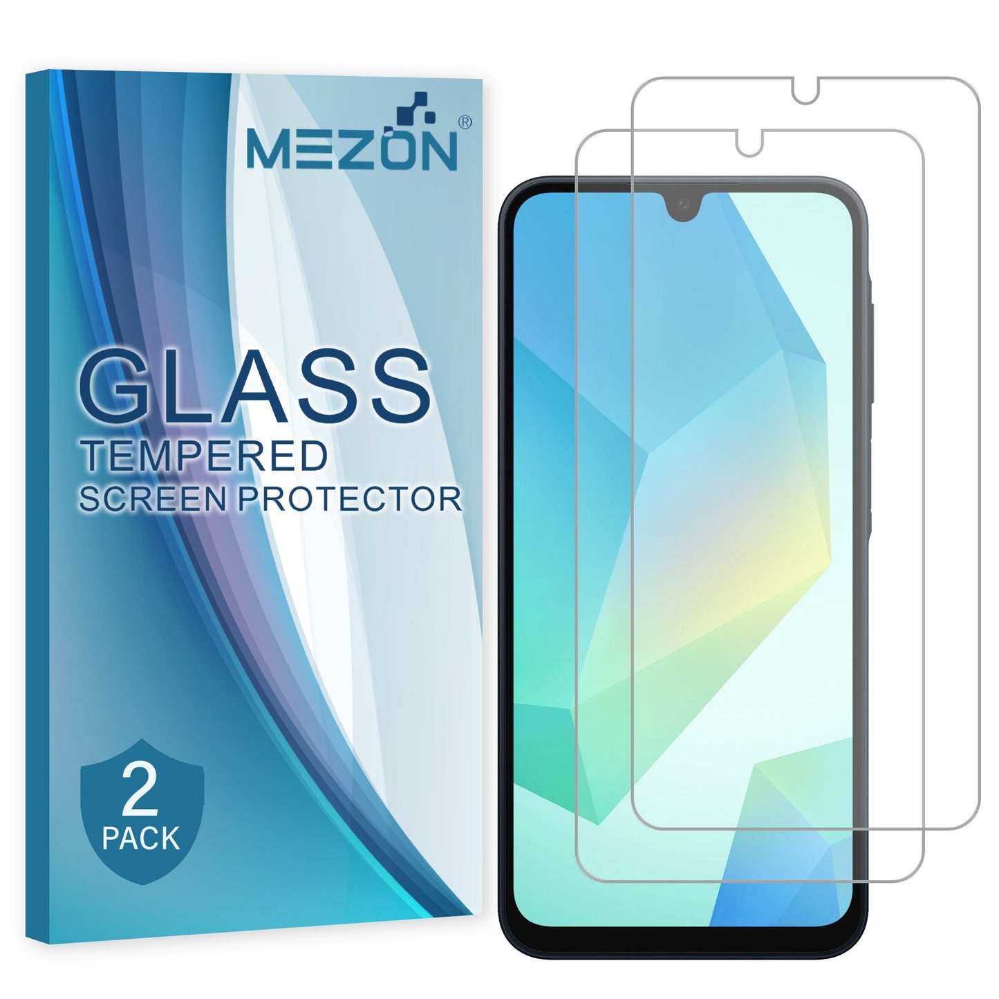 [2 Pack] MEZON Samsung Galaxy A16 5G Tempered Glass Crystal Clear Premium 9H HD Case Friendly Screen Protector (Galaxy A16 5G, 9H)