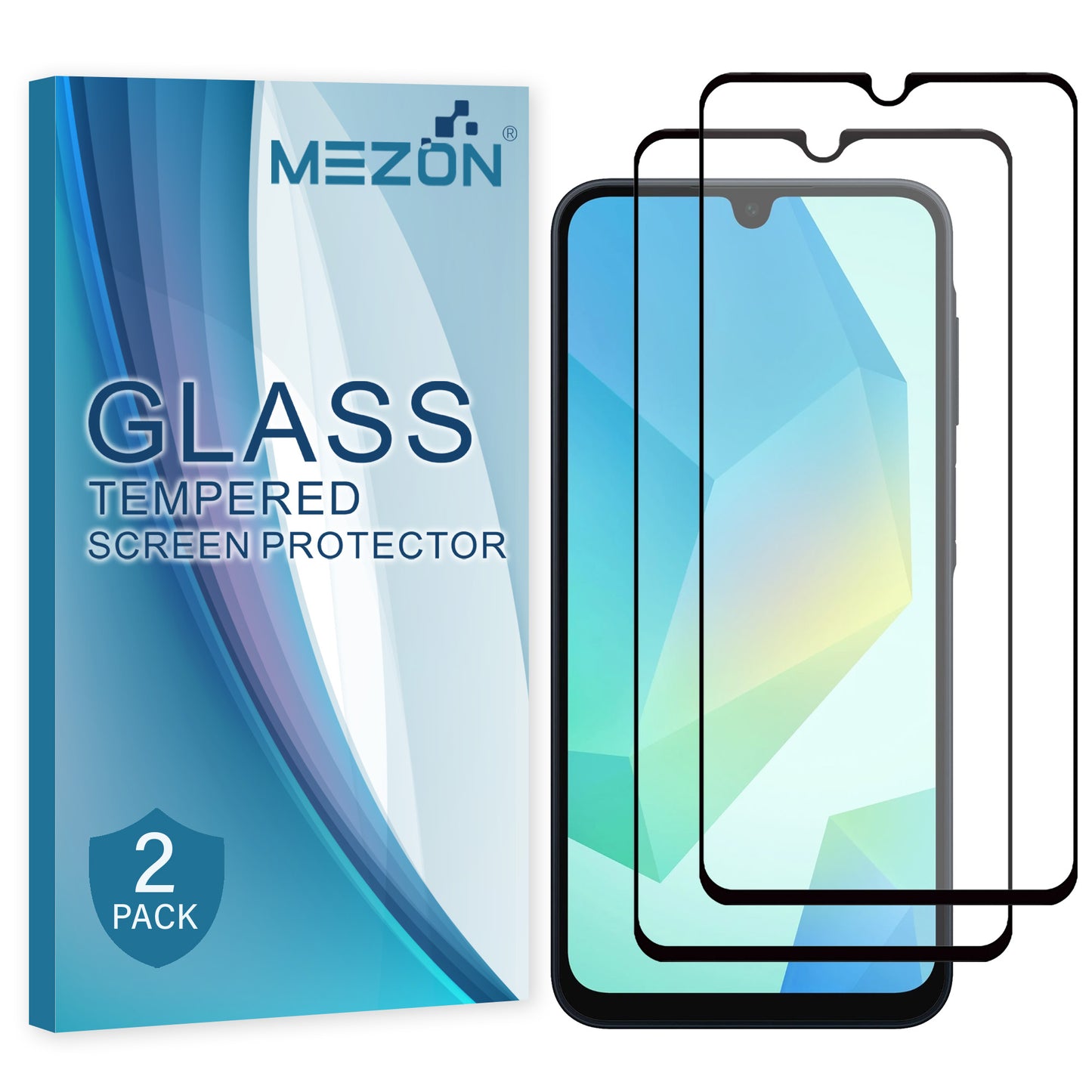 [2 Pack] MEZON Full Coverage Samsung Galaxy A16 5G Tempered Glass Crystal Clear Premium 9H HD Screen Protector