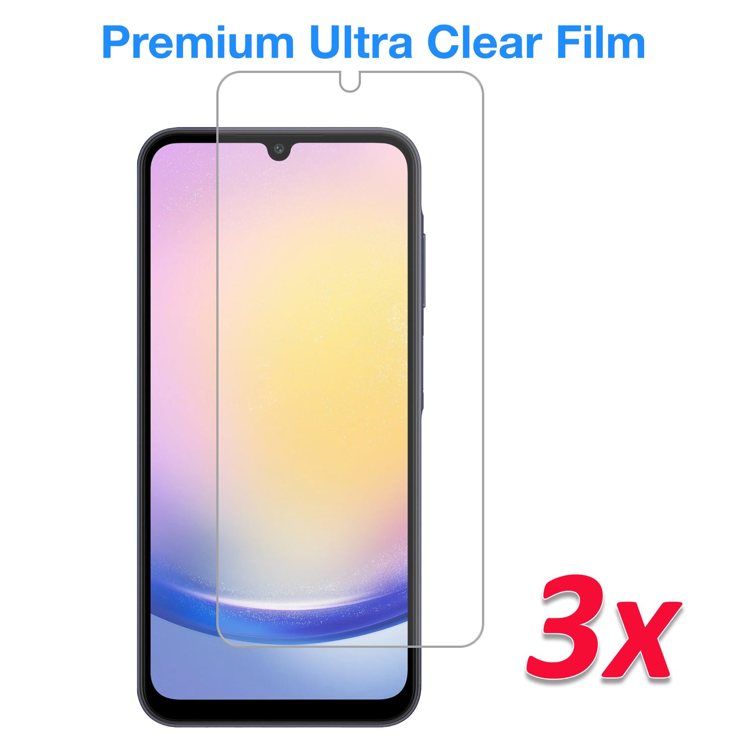 [3 Pack] MEZON Samsung Galaxy A25 5G Ultra Clear Screen Protector Case Friendly Film (Galaxy A25 5G, Clear)