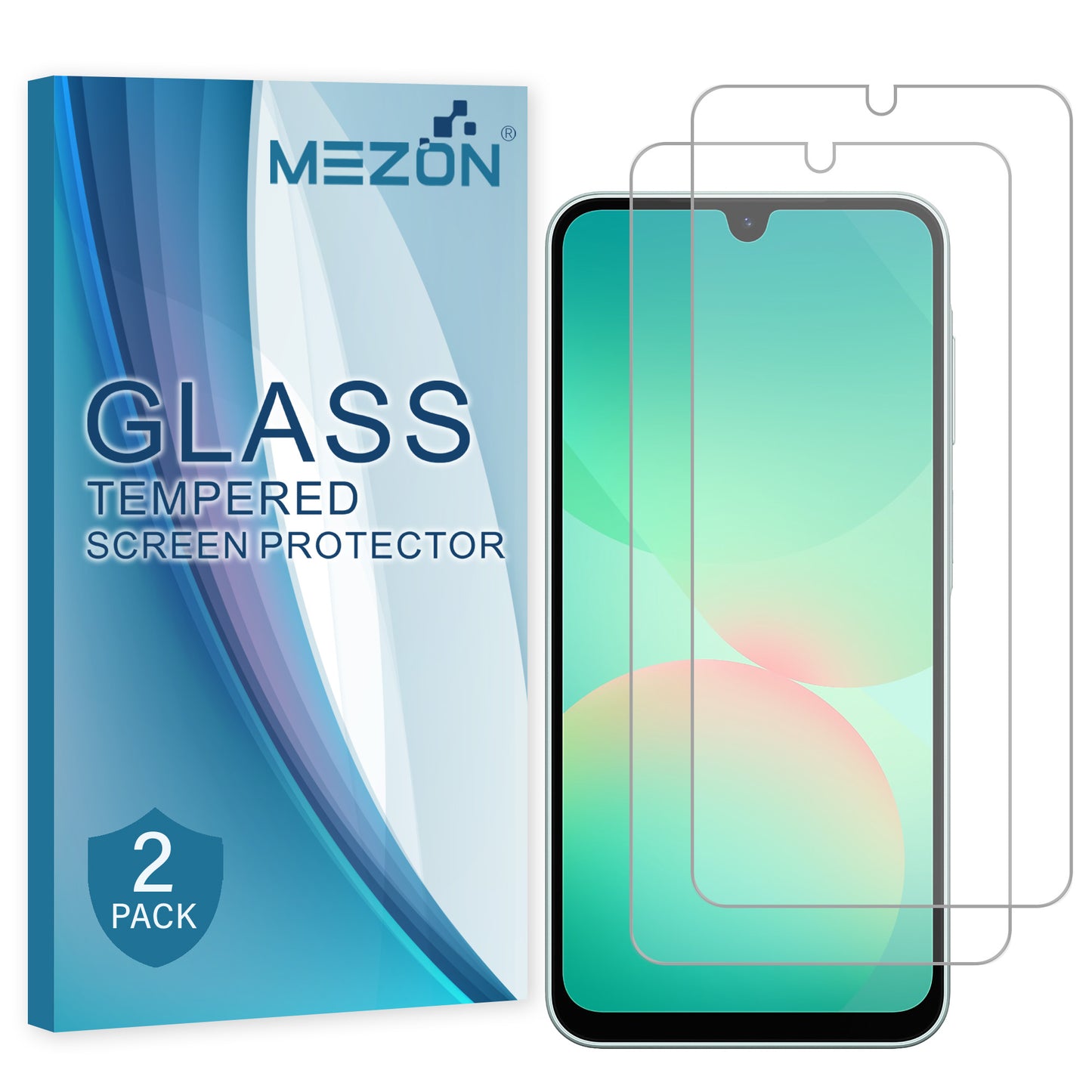 [2 Pack] MEZON Samsung Galaxy A26 5G Tempered Glass Crystal Clear Premium 9H HD Case Friendly Screen Protector (Galaxy A26 5G, 9H)