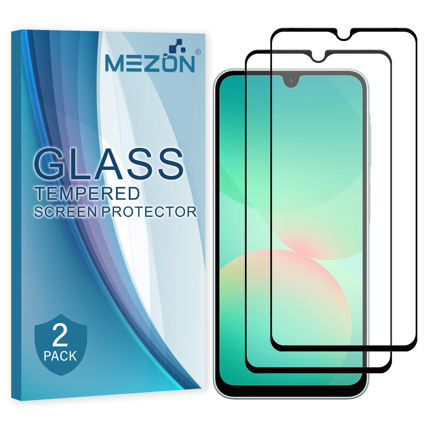 [2 Pack] MEZON Full Coverage Samsung Galaxy A26 5G Tempered Glass Crystal Clear Premium 9H HD Screen Protector