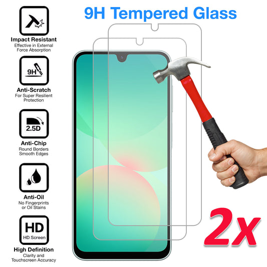 [2 Pack] MEZON Samsung Galaxy A26 5G Tempered Glass Crystal Clear Premium 9H HD Case Friendly Screen Protector (Galaxy A26 5G, 9H)