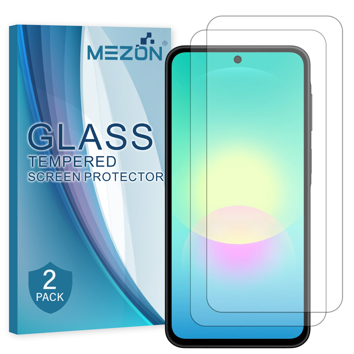 [2 Pack] MEZON Samsung Galaxy A27 5G Tempered Glass Crystal Clear Premium 9H HD Case Friendly Screen Protector (Galaxy A27 5G, 9H)