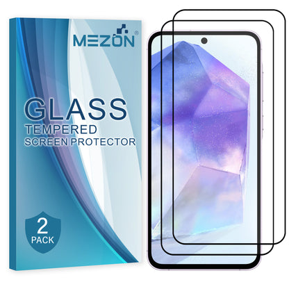 [2 Pack] MEZON Full Coverage Samsung Galaxy A35 5G Tempered Glass Crystal Clear Premium 9H HD Screen Protector