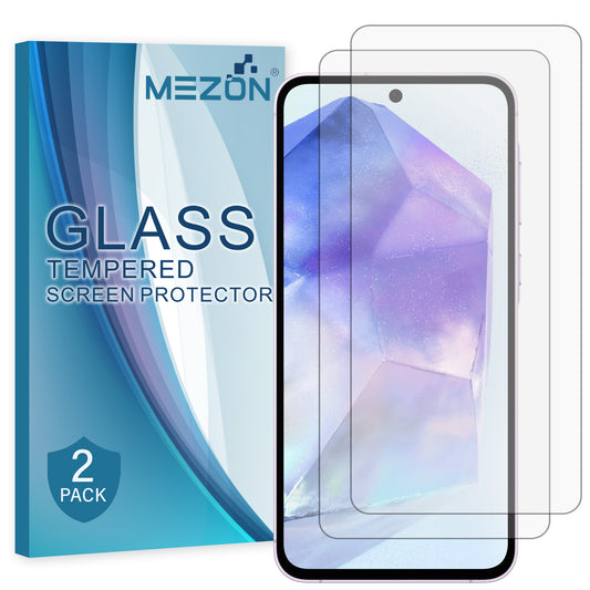 [2 Pack] MEZON Samsung Galaxy A35 5G Tempered Glass Crystal Clear Premium 9H HD Case Friendly Screen Protector (Galaxy A35 5G, 9H)