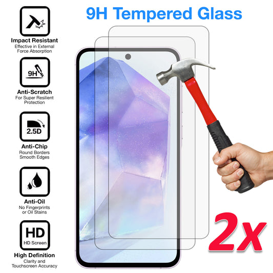 [2 Pack] MEZON Samsung Galaxy A35 5G Tempered Glass Crystal Clear Premium 9H HD Case Friendly Screen Protector (Galaxy A35 5G, 9H)