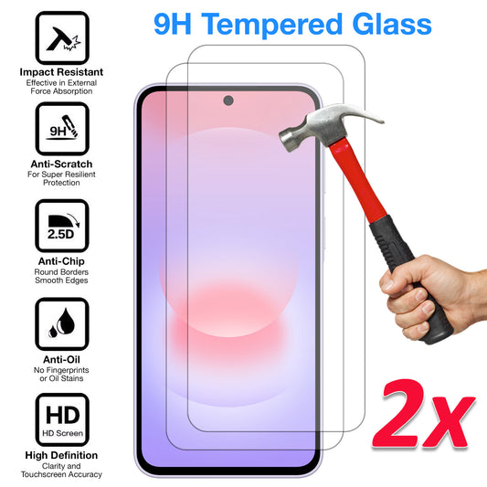 [2 Pack] MEZON Samsung Galaxy A37 5G Tempered Glass Crystal Clear Premium 9H HD Case Friendly Screen Protector (Galaxy A37 5G, 9H)