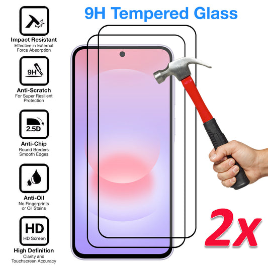 [2 Pack] MEZON Full Coverage Samsung Galaxy A37 5G Tempered Glass Crystal Clear Premium 9H HD Screen Protectors