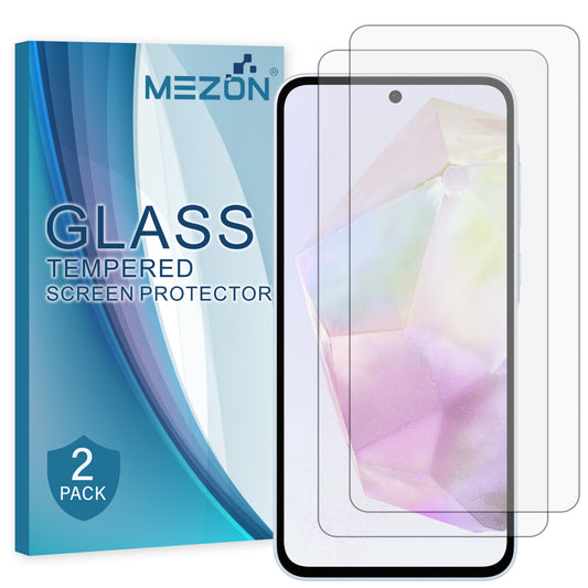 [2 Pack] MEZON Samsung Galaxy A55 5G Tempered Glass Crystal Clear Premium 9H HD Case Friendly Screen Protector (Galaxy A55 5G, 9H)