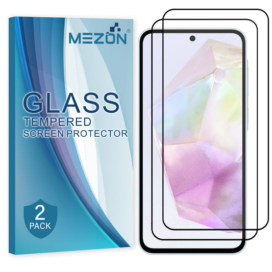 [2 Pack] MEZON Full Coverage Samsung Galaxy A55 5G Tempered Glass Crystal Clear Premium 9H HD Screen Protector