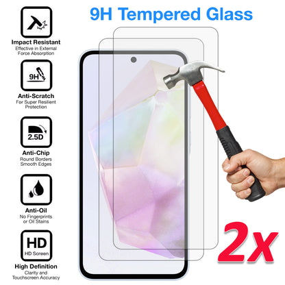 [2 Pack] MEZON Samsung Galaxy A55 5G Tempered Glass Crystal Clear Premium 9H HD Case Friendly Screen Protector (Galaxy A55 5G, 9H)