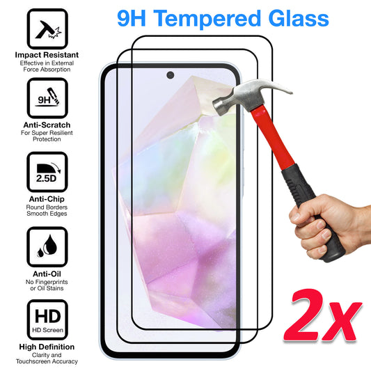 [2 Pack] MEZON Full Coverage Samsung Galaxy A55 5G Tempered Glass Crystal Clear Premium 9H HD Screen Protector