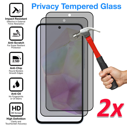[2 Pack] MEZON Privacy Anti-Spy Full Coverage Samsung Galaxy A55 5G Tempered Glass Premium 9H HD Screen Protectors