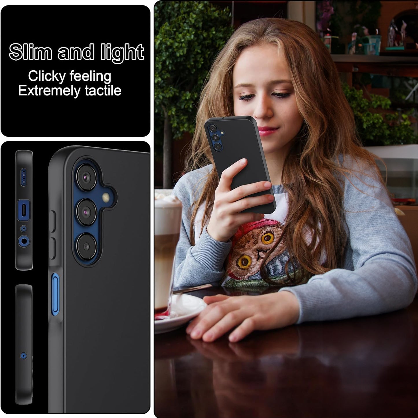 MEZON Samsung Galaxy A55 5G Slim Black Premium TPU Gel Back Case – Shock Absorption (Galaxy A55 5G, Gel Black)