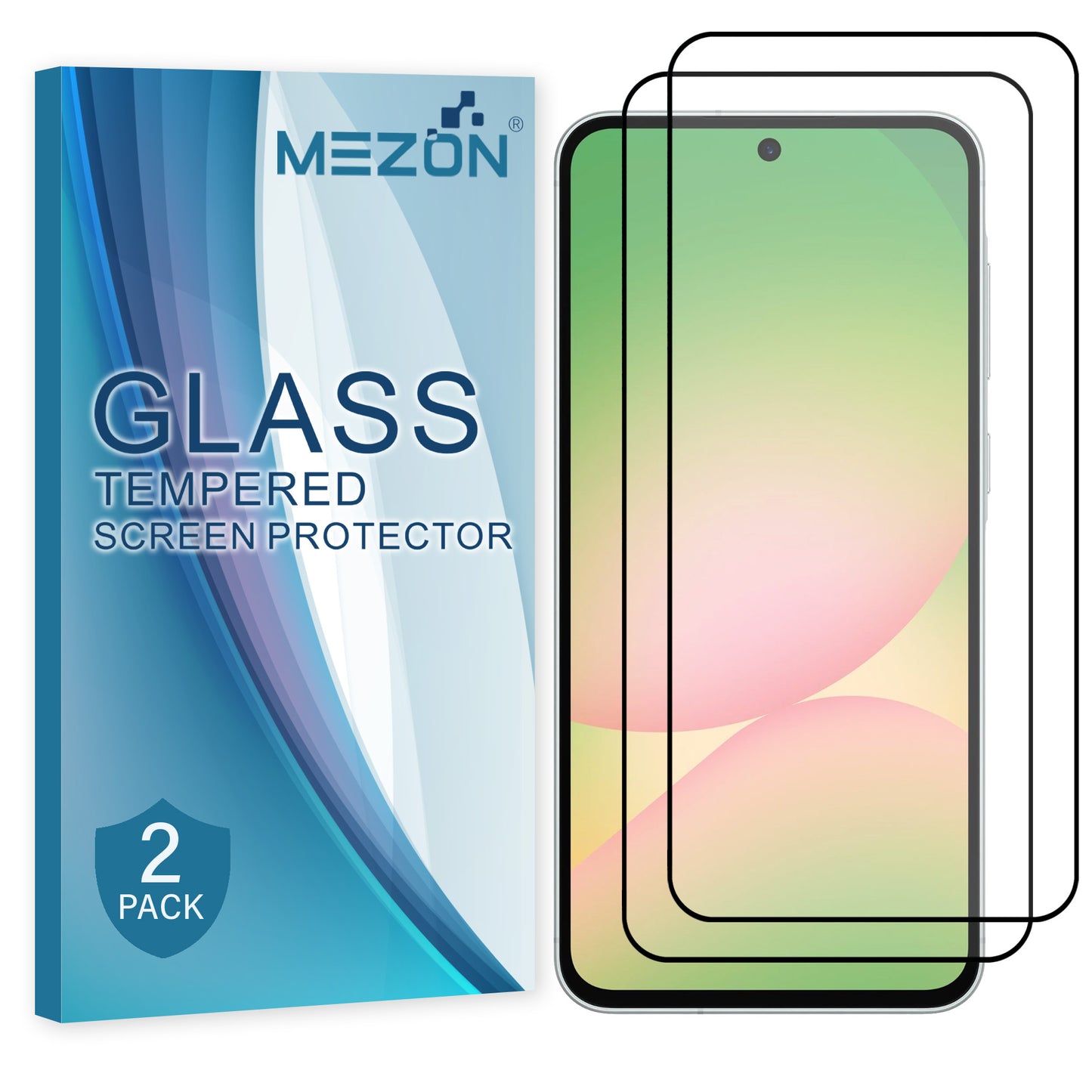 [2 Pack] MEZON Full Coverage Samsung Galaxy A56 5G Tempered Glass Crystal Clear Premium 9H HD Screen Protector
