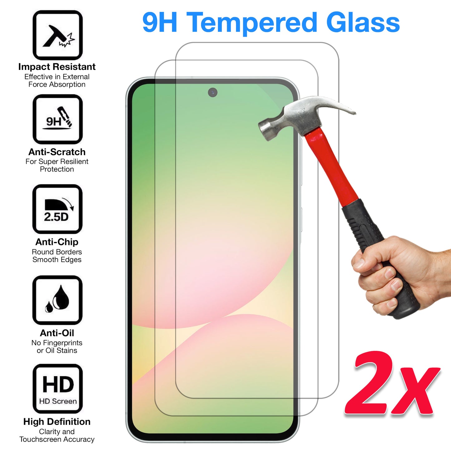 [2 Pack] MEZON Samsung Galaxy A56 5G Tempered Glass Crystal Clear Premium 9H HD Case Friendly Screen Protector (Galaxy A56 5G, 9H)