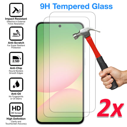 [2 Pack] MEZON Samsung Galaxy A56 5G Tempered Glass Crystal Clear Premium 9H HD Case Friendly Screen Protector (Galaxy A56 5G, 9H)