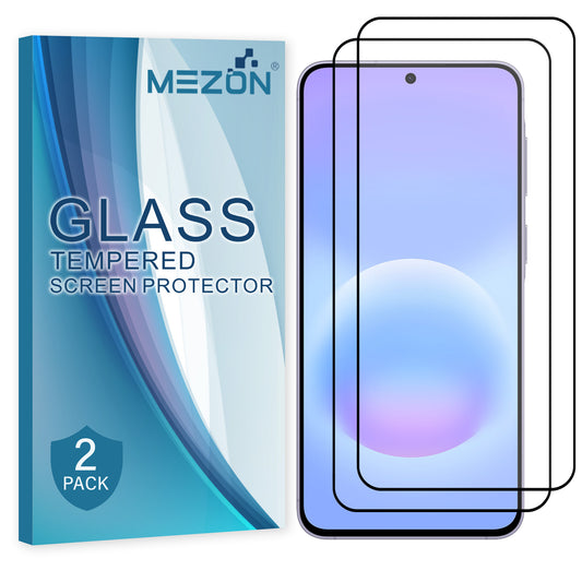 [2 Pack] MEZON Full Coverage Samsung Galaxy A57 5G Tempered Glass Crystal Clear Premium 9H HD Screen Protectors