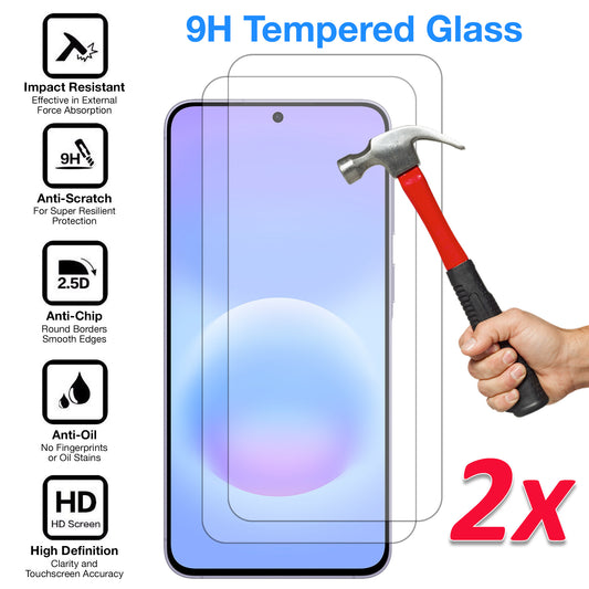 [2 Pack] MEZON Samsung Galaxy A57 5G Tempered Glass Crystal Clear Premium 9H HD Case Friendly Screen Protector (Galaxy A57 5G, 9H)