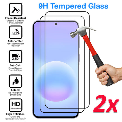 [2 Pack] MEZON Full Coverage Samsung Galaxy A57 5G Tempered Glass Crystal Clear Premium 9H HD Screen Protectors