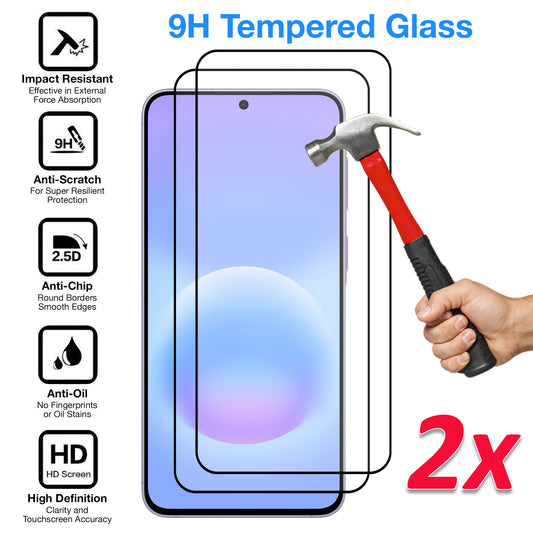 [2 Pack] MEZON Full Coverage Samsung Galaxy A57 5G Tempered Glass Crystal Clear Premium 9H HD Screen Protectors