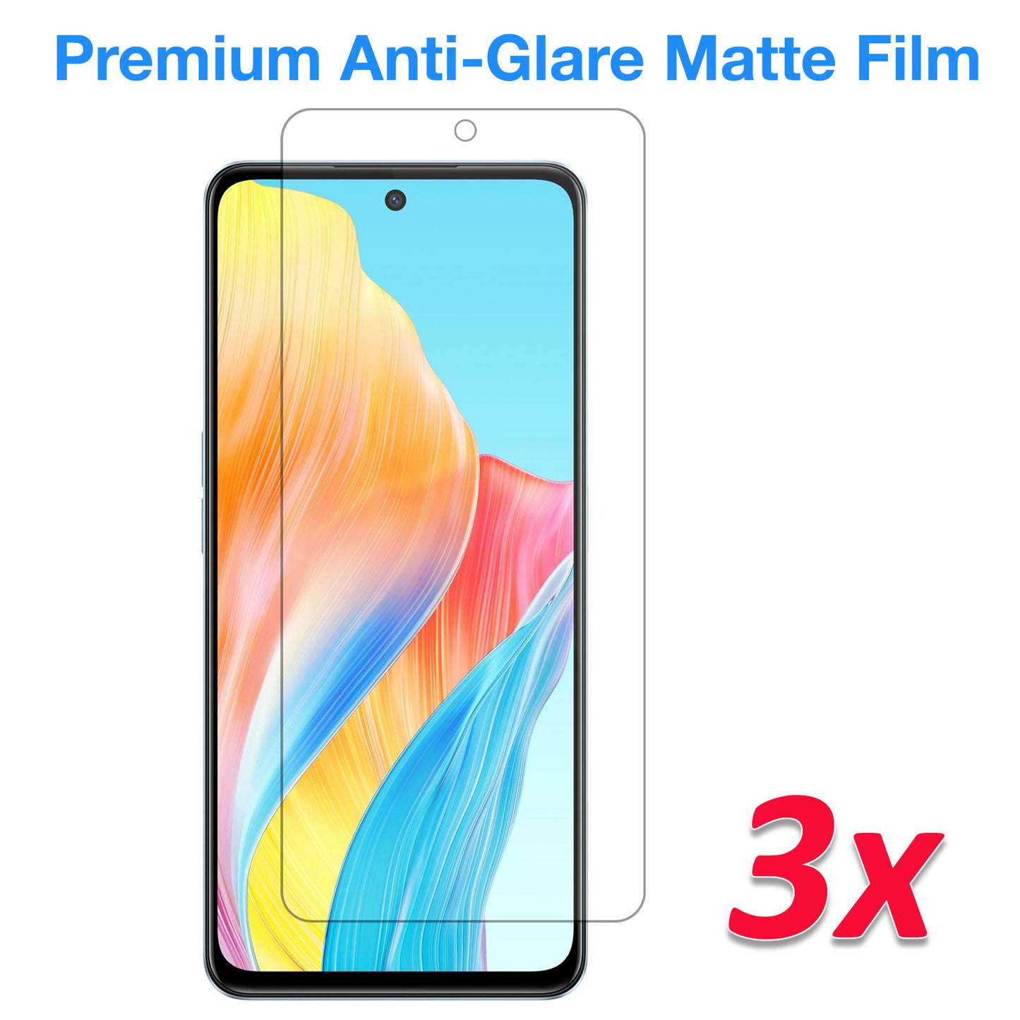 [3 Pack] MEZON OPPO A58 4G Anti-Glare Matte Screen Protector Case Friendly Film (OPPO A58 4G, Matte)