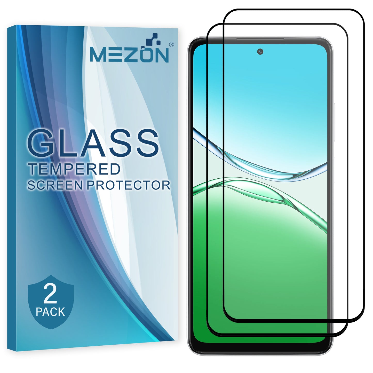 [2 Pack] MEZON OPPO A5 5G Full Coverage Tempered Glass Crystal Clear Premium 9H HD Screen Protector (OPPO A5 5G, 9H Full)