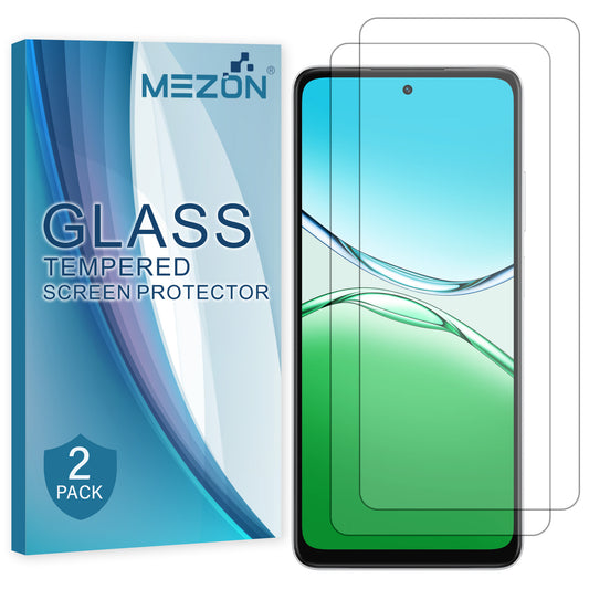 [2 Pack] MEZON Tempered Glass for OPPO A5 4G Crystal Clear Premium 9H HD Case Friendly Screen Protector (OPPO A5 4G, 9H)