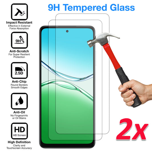 [2 Pack] MEZON Tempered Glass for OPPO A5 4G Crystal Clear Premium 9H HD Case Friendly Screen Protector (OPPO A5 4G, 9H)