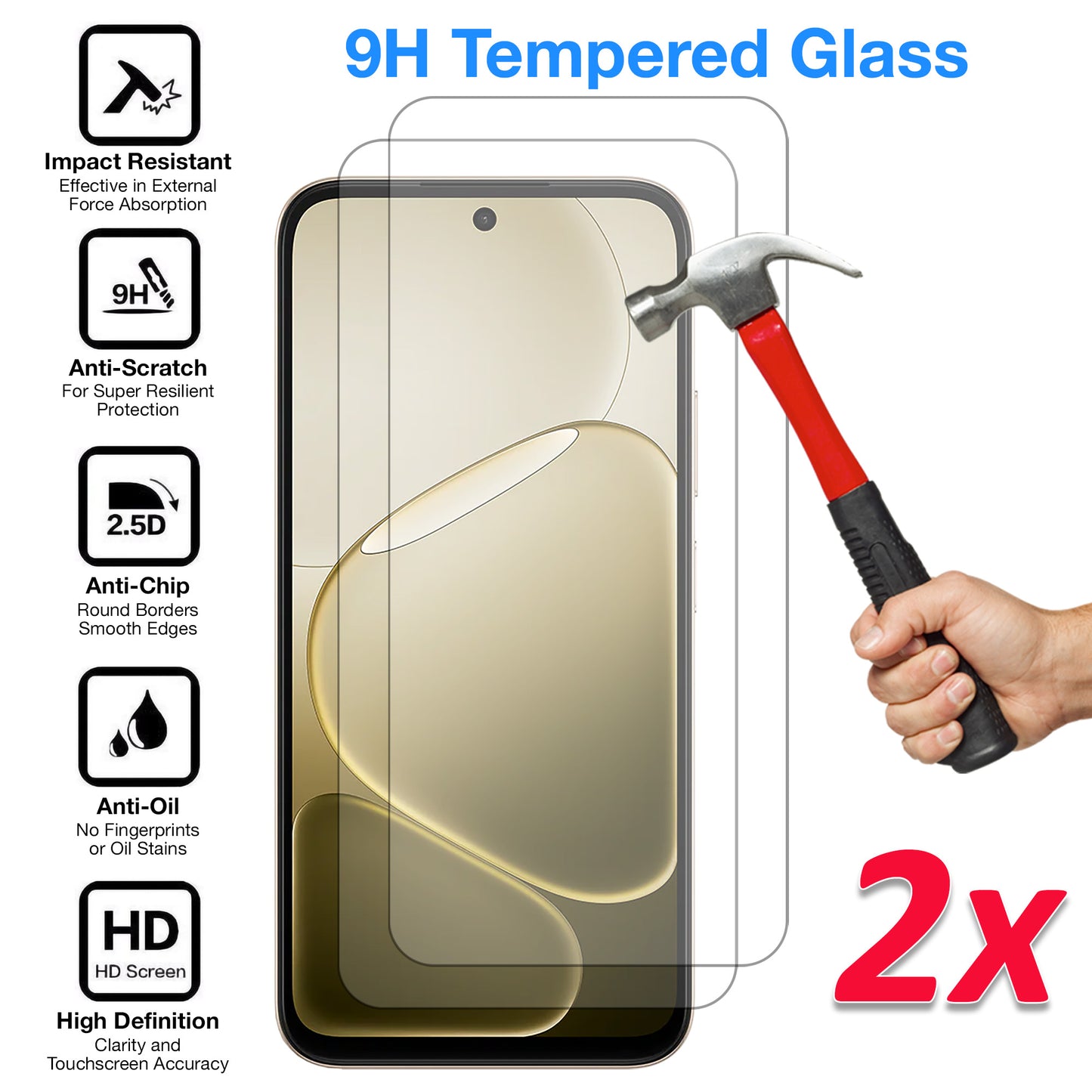 [2 Pack] MEZON Tempered Glass for OPPO A6 5G Crystal Clear Premium 9H HD Case Friendly Screen Protector (OPPO A6 5G, 9H)