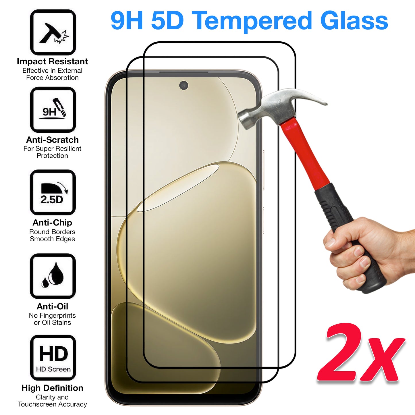 [2 Pack] MEZON OPPO A6 5G Full Coverage Tempered Glass Crystal Clear Premium 9H HD Screen Protector (OPPO A6 5G, 9H Full)