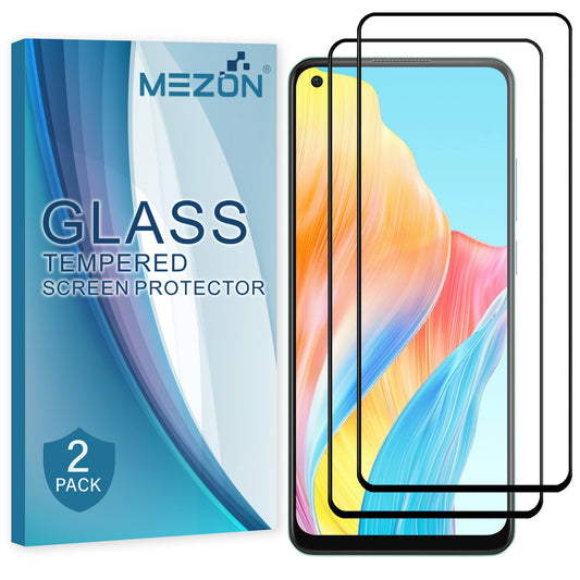 [2 Pack] MEZON Full Coverage Tempered Glass for OPPO A78 4G Crystal Clear Premium 9H HD Screen Protector (OPPO A78 4G, 9H Full)
