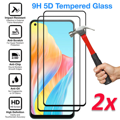 [2 Pack] MEZON Full Coverage Tempered Glass for OPPO A78 4G Crystal Clear Premium 9H HD Screen Protector (OPPO A78 4G, 9H Full)