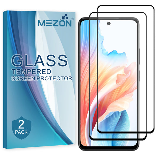 [2 Pack] MEZON Full Coverage Tempered Glass for OPPO A79 5G Crystal Clear Premium 9H HD Screen Protector (OPPO A79 5G, 9H Full)