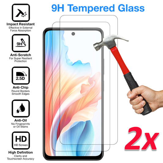 [2 Pack] MEZON Tempered Glass for OPPO A79 5G Crystal Clear Premium 9H HD Case Friendly Screen Protector (OPPO A79 5G, 9H)