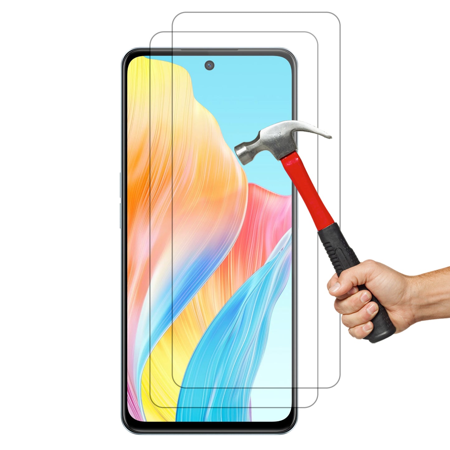 [2 Pack] MEZON Tempered Glass for OPPO A98 5G Crystal Clear Premium 9H HD Case Friendly Screen Protector (OPPO A98 5G, 9H)
